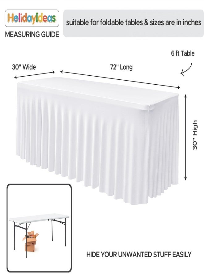 HolidayIdeas White Spandex Table Covers 6 Foot, Fitted Stretch Table Skirts 30x72 Inch, Wrinkle-Free Floor Length Polyester Tablecloths for Weddings Parties Banquets Events,2 Pack - Image 4